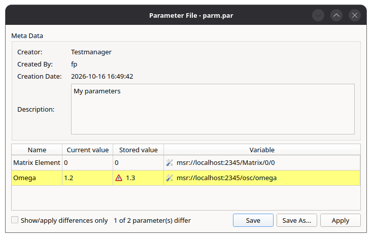 Laden einer Parameterdatei