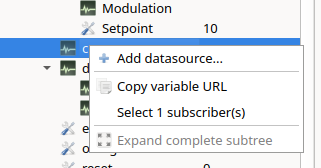 Kontextmenü einer Variable