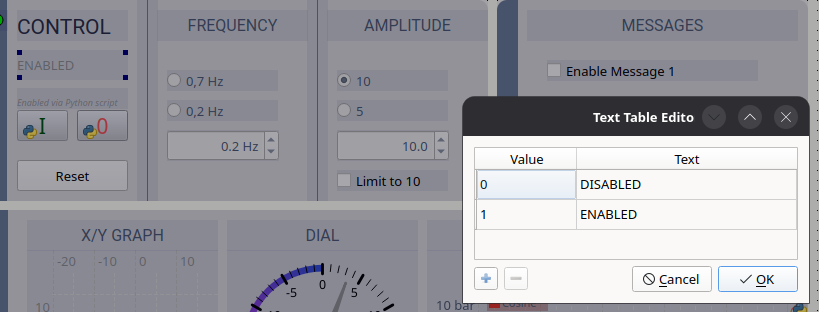 Text configuration dialog